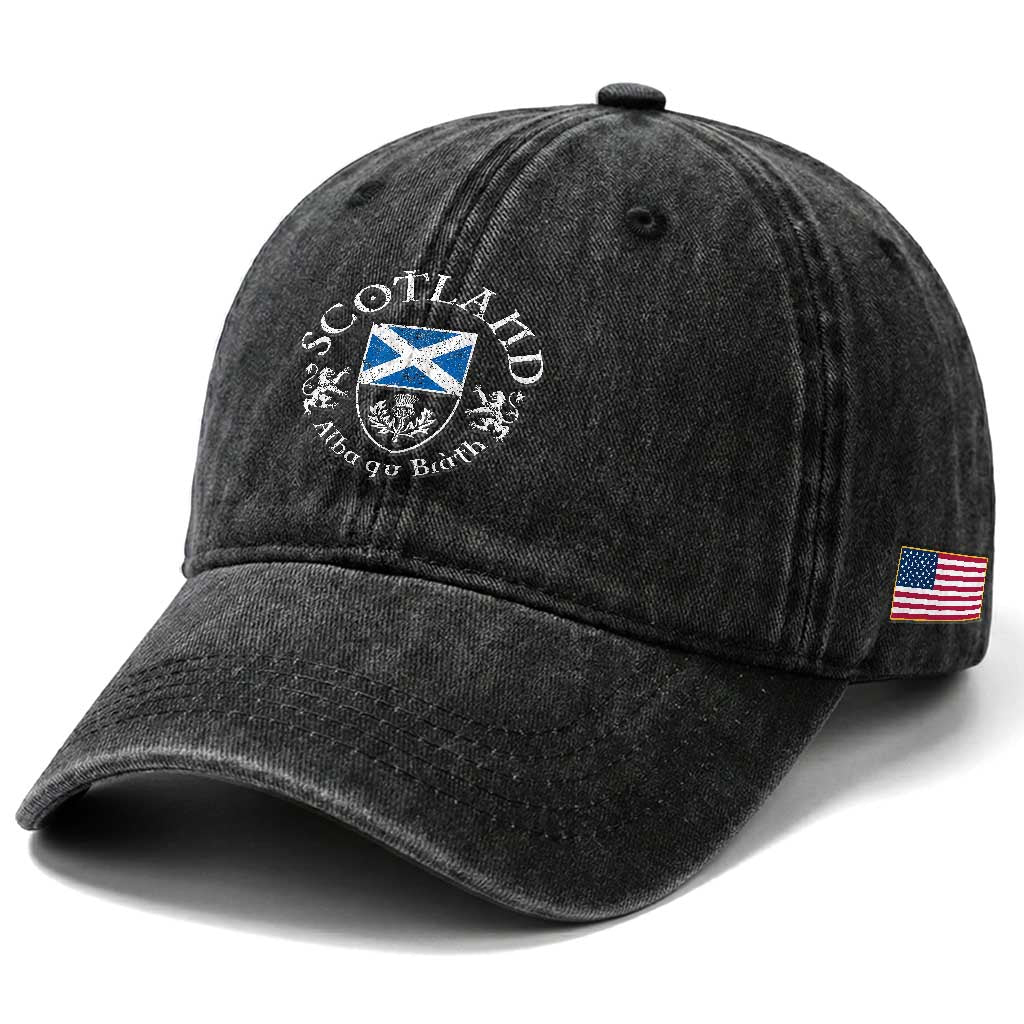 Scotland Alba gu Brath Scottish Thistle Emblem Washed Cotton Baseball Cap Distressed Vintage Scottish Heritage Pride TS02 Print Your Wear