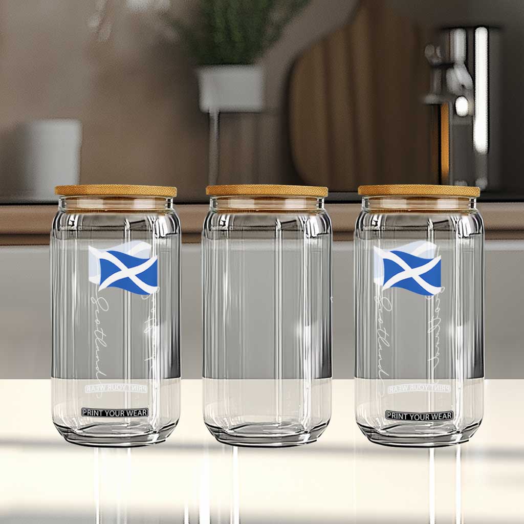 Scotland Saltire Waving Flag Glass Can Minimalist Scottish Heritage Pride TS02 Print Your Wear