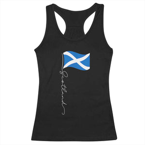 Scotland Saltire Waving Flag Racerback Tank Top Minimalist Scottish Heritage Pride TS02 Black Print Your Wear