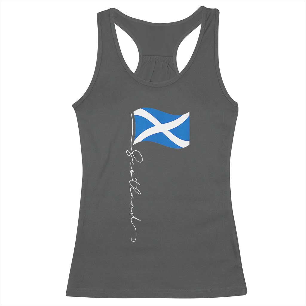 Scotland Saltire Waving Flag Racerback Tank Top Minimalist Scottish Heritage Pride TS02 Dark Heather Print Your Wear