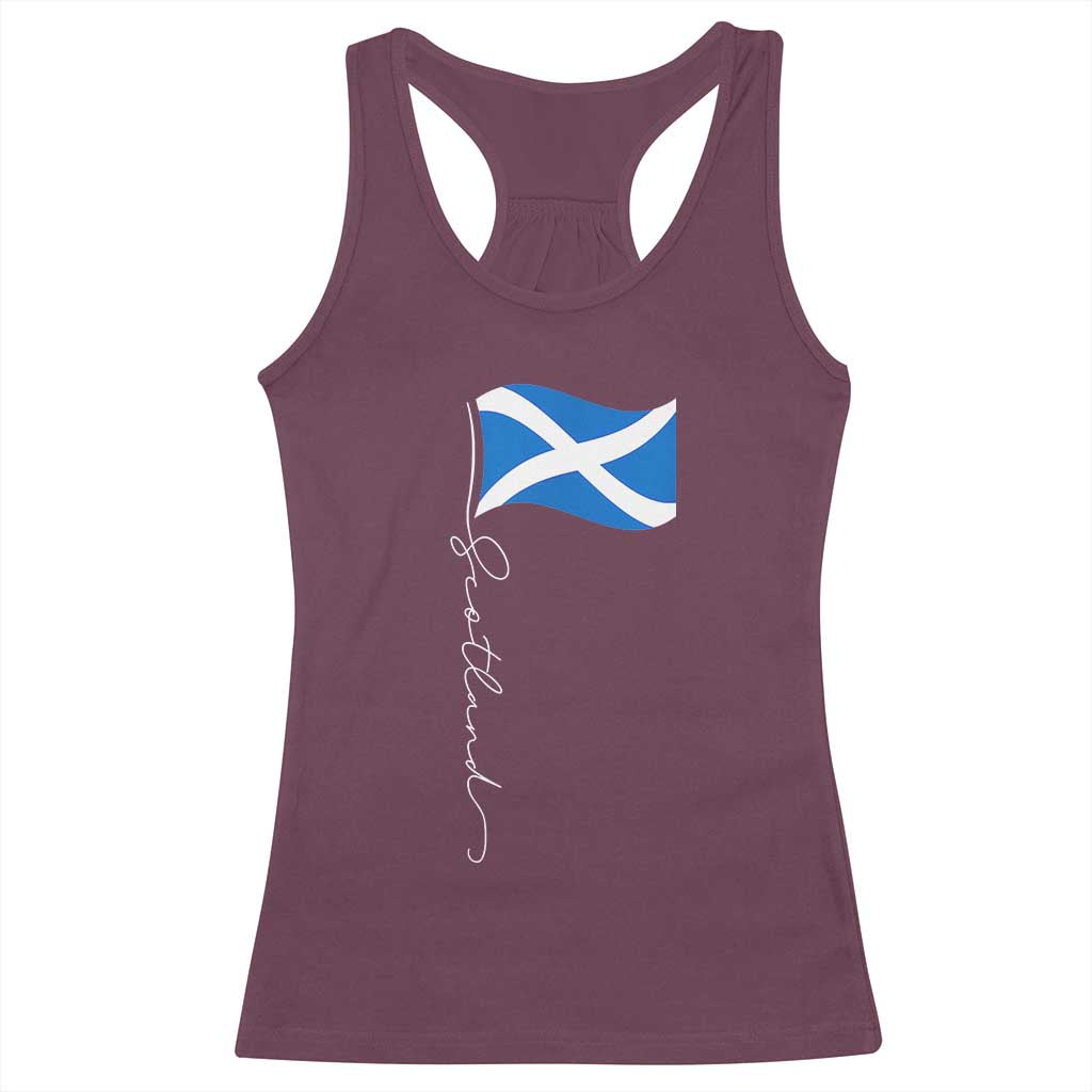 Scotland Saltire Waving Flag Racerback Tank Top Minimalist Scottish Heritage Pride TS02 Maroon Print Your Wear