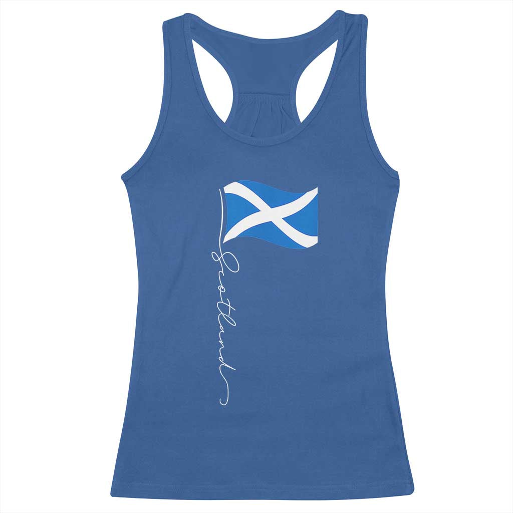 Scotland Saltire Waving Flag Racerback Tank Top Minimalist Scottish Heritage Pride TS02 Royal Blue Print Your Wear