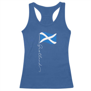 Scotland Saltire Waving Flag Racerback Tank Top Minimalist Scottish Heritage Pride TS02 Royal Blue Print Your Wear