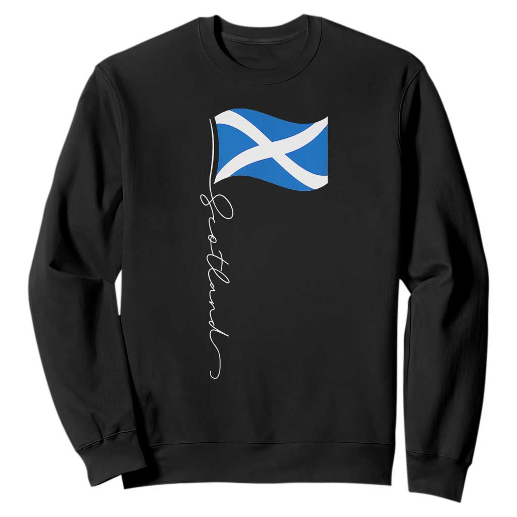 Scotland Saltire Waving Flag Sweatshirt Minimalist Scottish Heritage Pride TS02 Black Print Your Wear