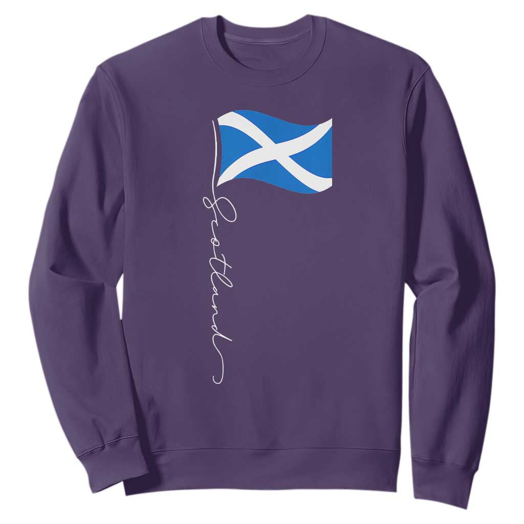 Scotland Saltire Waving Flag Sweatshirt Minimalist Scottish Heritage Pride TS02 Purple Print Your Wear