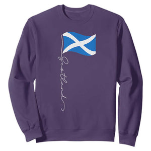 Scotland Saltire Waving Flag Sweatshirt Minimalist Scottish Heritage Pride TS02 Purple Print Your Wear