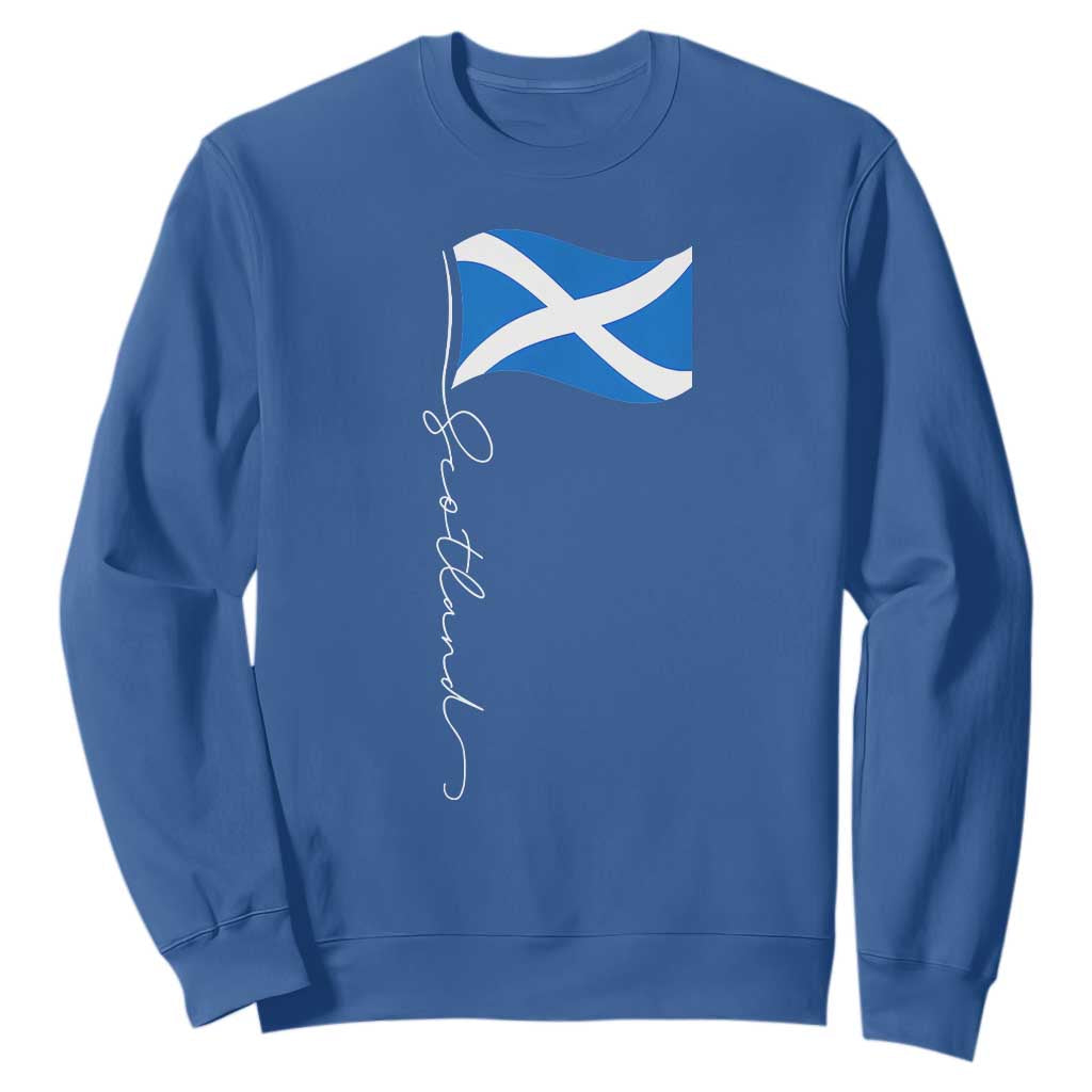 Scotland Saltire Waving Flag Sweatshirt Minimalist Scottish Heritage Pride TS02 Royal Blue Print Your Wear