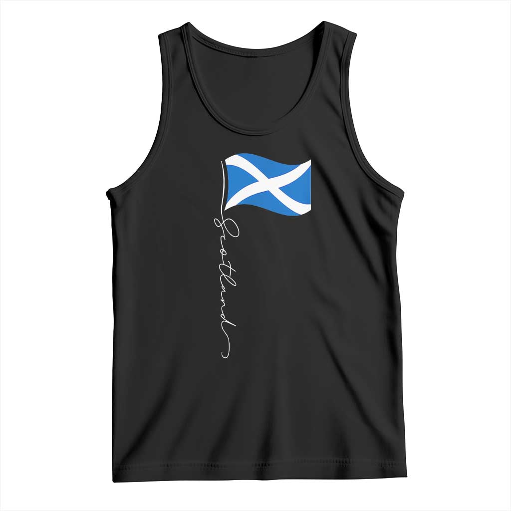 Scotland Saltire Waving Flag Tank Top Minimalist Scottish Heritage Pride TS02 Black Print Your Wear