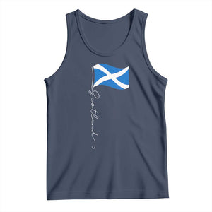 Scotland Saltire Waving Flag Tank Top Minimalist Scottish Heritage Pride TS02 Navy Print Your Wear