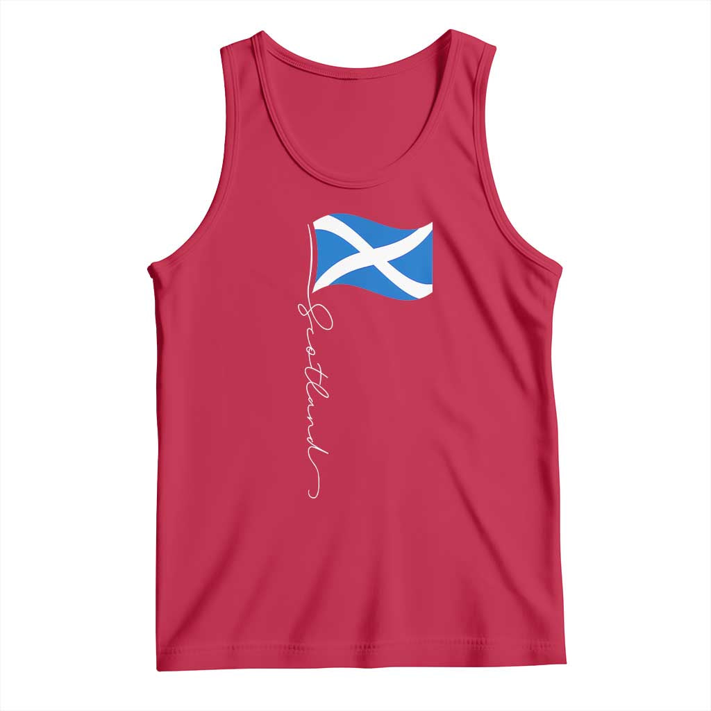 Scotland Saltire Waving Flag Tank Top Minimalist Scottish Heritage Pride TS02 Red Print Your Wear