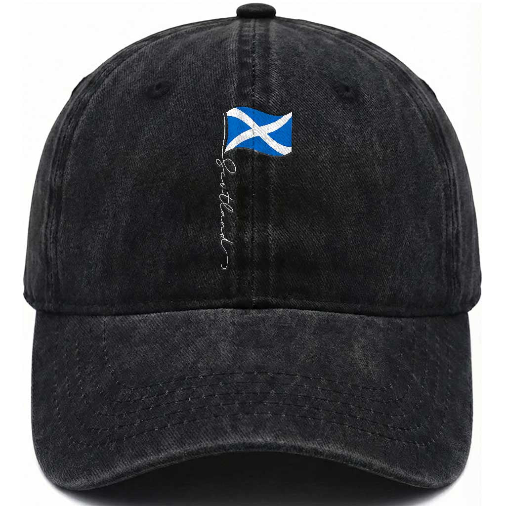 Scotland Saltire Waving Flag Washed Cotton Baseball Cap Minimalist Scottish Heritage Pride TS02 Print Your Wear