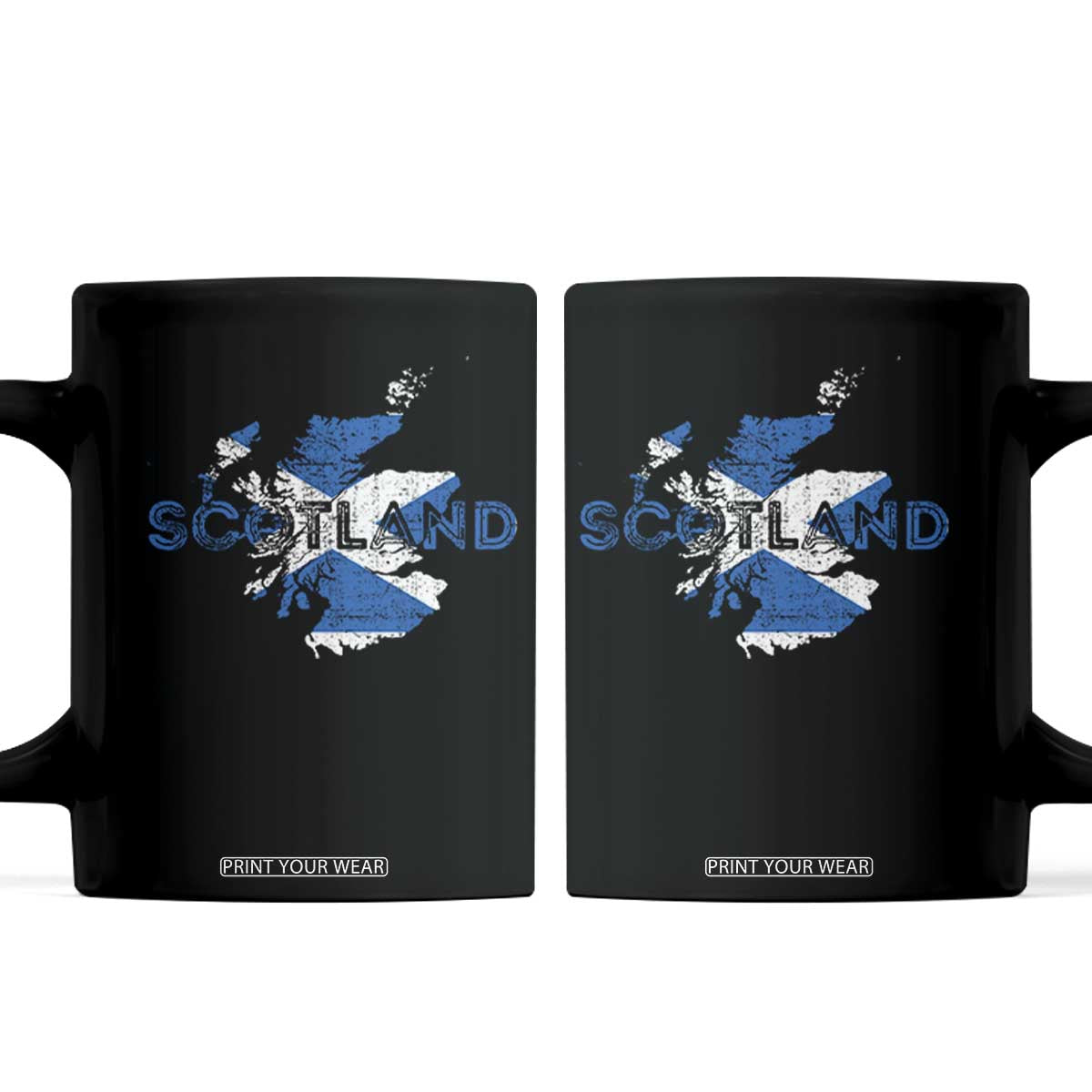 Scotland Map Saltire Flag Scottish Heritage Coffee Mug Vintage Country Pride TS02 Black Print Your Wear