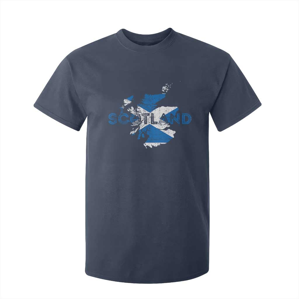 Scotland Map Saltire Flag Scottish Heritage T Shirt For Kid Vintage Country Pride TS02 Navy Print Your Wear