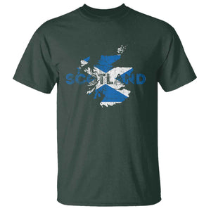 Scotland Map Saltire Flag Scottish Heritage T Shirt Vintage Country Pride TS02 Dark Forest Green Print Your Wear