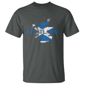 Scotland Map Saltire Flag Scottish Heritage T Shirt Vintage Country Pride TS02 Dark Heather Print Your Wear