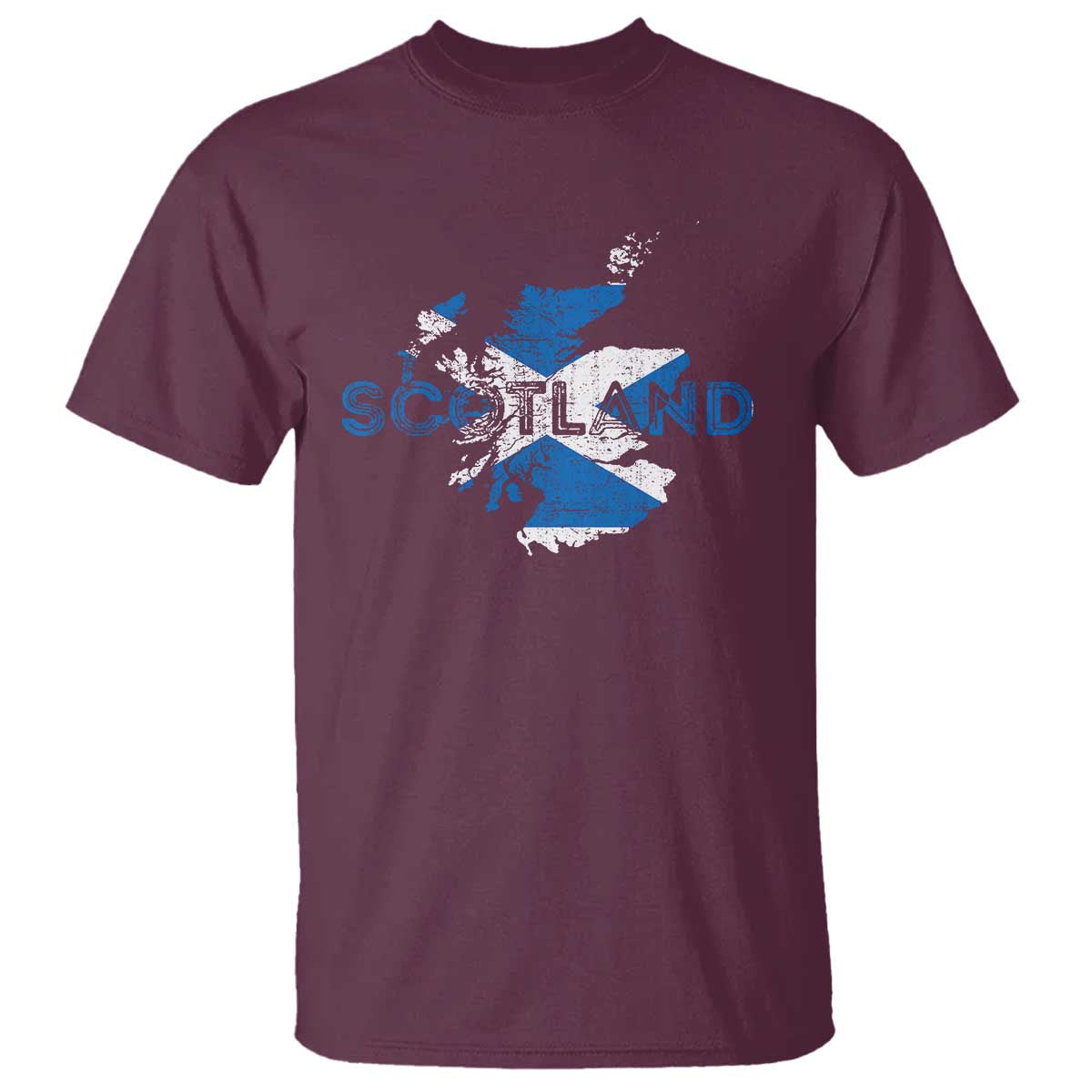 Scotland Map Saltire Flag Scottish Heritage T Shirt Vintage Country Pride TS02 Maroon Print Your Wear