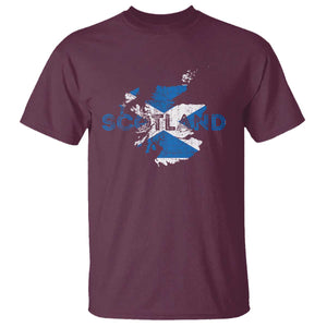 Scotland Map Saltire Flag Scottish Heritage T Shirt Vintage Country Pride TS02 Maroon Print Your Wear