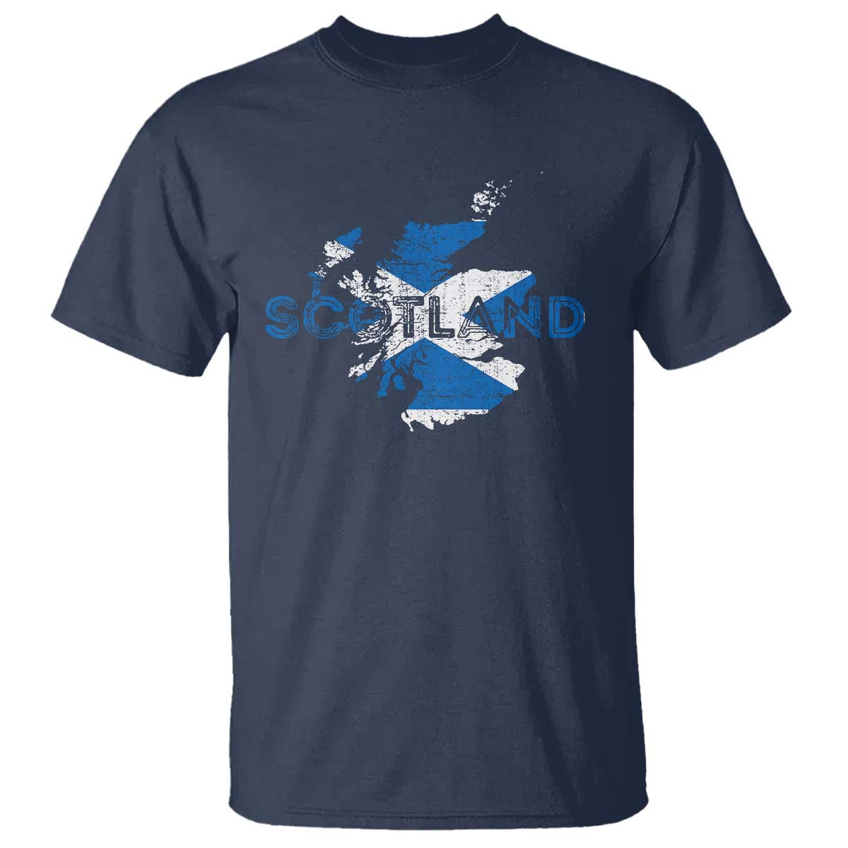 Scotland Map Saltire Flag Scottish Heritage T Shirt Vintage Country Pride TS02 Navy Print Your Wear