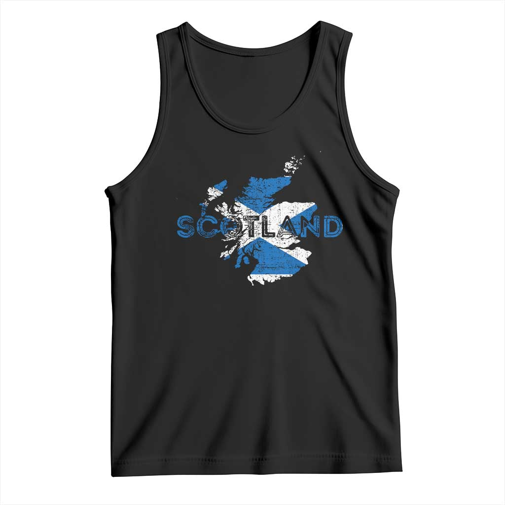 Scotland Map Saltire Flag Scottish Heritage Tank Top Vintage Country Pride TS02 Black Print Your Wear