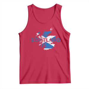 Scotland Map Saltire Flag Scottish Heritage Tank Top Vintage Country Pride TS02 Red Print Your Wear