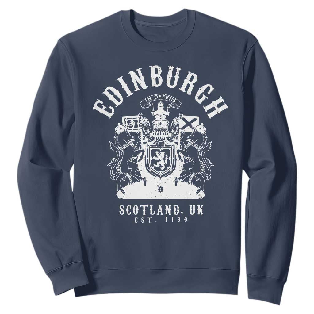 Edinburgh Scotland UK Est 1130 Sweatshirt Royal Coat of Arms In Defens Historic Crest Graphic TS02 Navy Print Your Wear