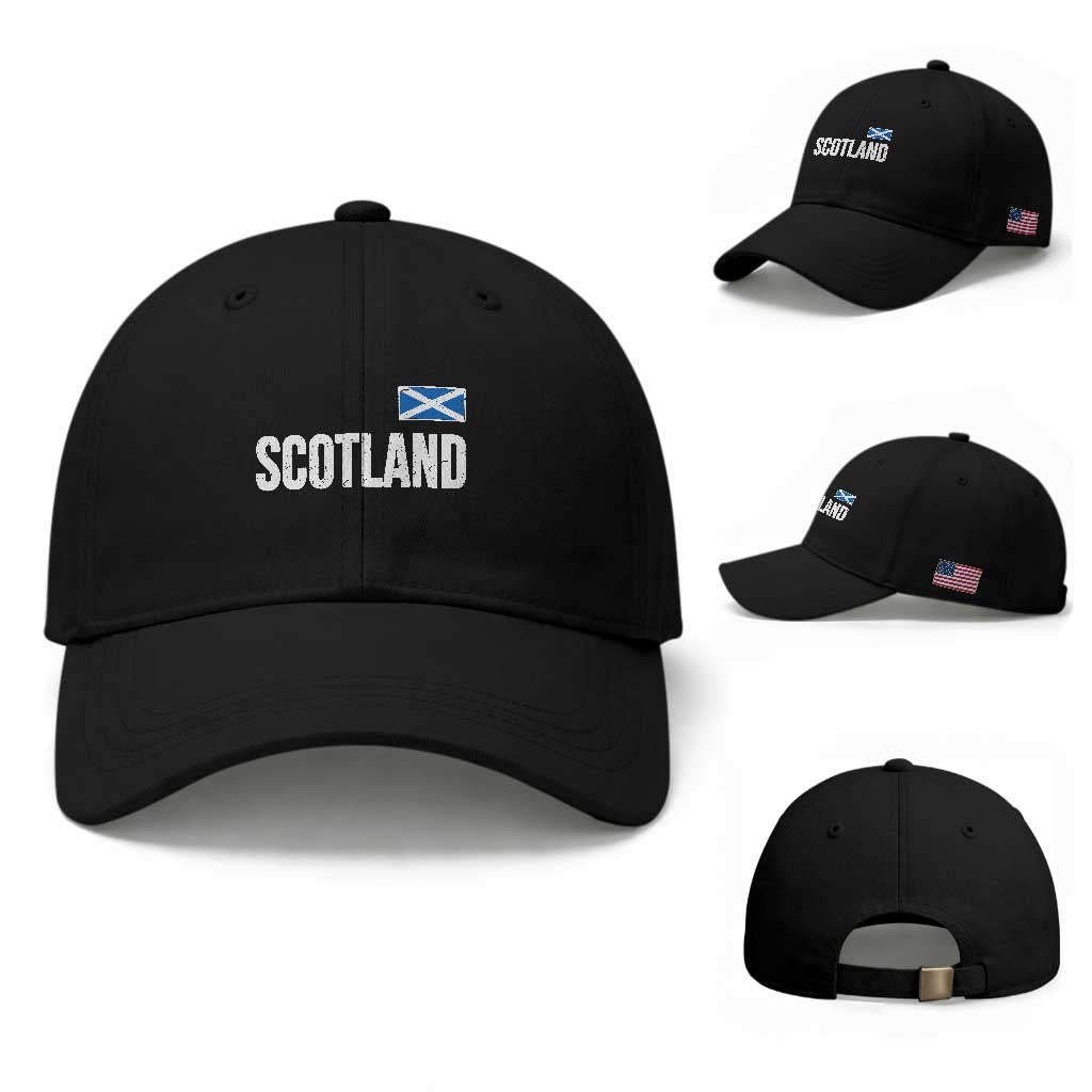 Scotland Saltire Flag Minimalist Athletic College Style Baseball Cap TS02 Baseball Cap Universal Fit Black Print Your Wear