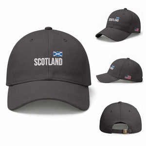 Scotland Saltire Flag Minimalist Athletic College Style Baseball Cap TS02 Baseball Cap Universal Fit Dark Gray Print Your Wear