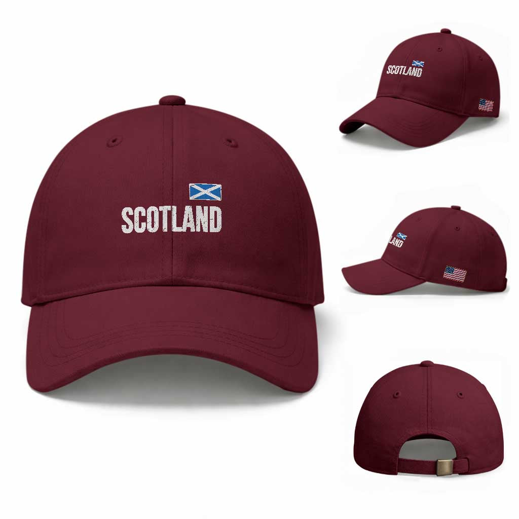 Scotland Saltire Flag Minimalist Athletic College Style Baseball Cap TS02 Baseball Cap Universal Fit Maroon Print Your Wear