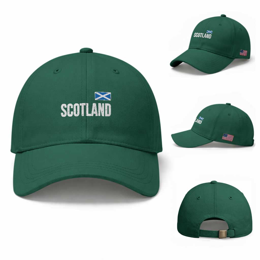 Scotland Saltire Flag Minimalist Athletic College Style Baseball Cap TS02 Baseball Cap Universal Fit Irish Green Print Your Wear