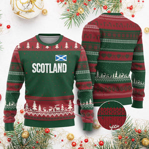 Scotland Saltire Flag Minimalist Athletic College Style Ugly Christmas Sweater TS02 Red Green Print Your Wear