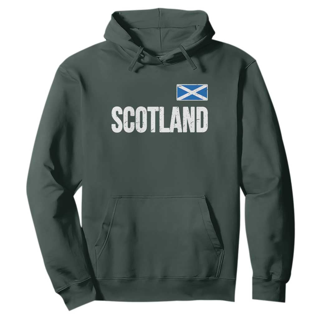 Scotland Saltire Flag Minimalist Athletic College Style Hoodie TS02 Dark Forest Green Print Your Wear