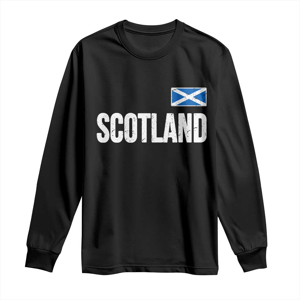 Scotland Saltire Flag Minimalist Athletic College Style Long Sleeve Shirt TS02 Black Print Your Wear