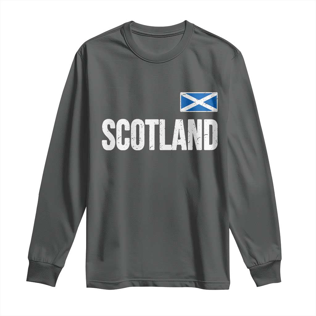Scotland Saltire Flag Minimalist Athletic College Style Long Sleeve Shirt TS02 Dark Heather Print Your Wear