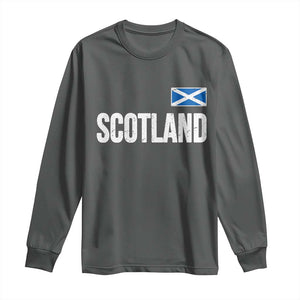 Scotland Saltire Flag Minimalist Athletic College Style Long Sleeve Shirt TS02 Dark Heather Print Your Wear