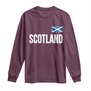 Scotland Saltire Flag Minimalist Athletic College Style Long Sleeve Shirt TS02 Maroon Print Your Wear