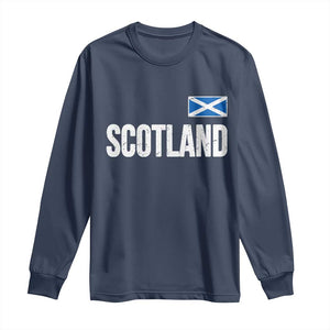 Scotland Saltire Flag Minimalist Athletic College Style Long Sleeve Shirt TS02 Navy Print Your Wear
