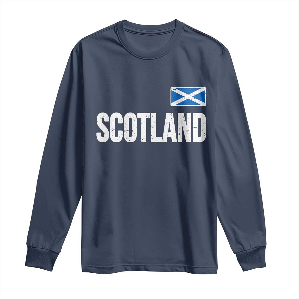 Scotland Saltire Flag Minimalist Athletic College Style Long Sleeve Shirt TS02 Navy Print Your Wear