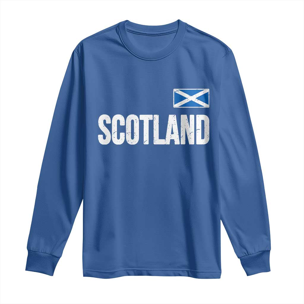 Scotland Saltire Flag Minimalist Athletic College Style Long Sleeve Shirt TS02 Royal Blue Print Your Wear