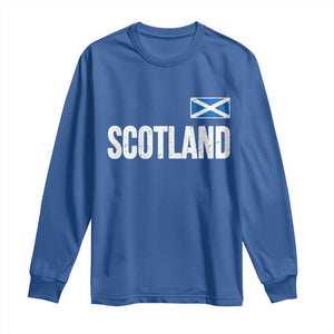 Scotland Saltire Flag Minimalist Athletic College Style Long Sleeve Shirt TS02 Royal Blue Print Your Wear