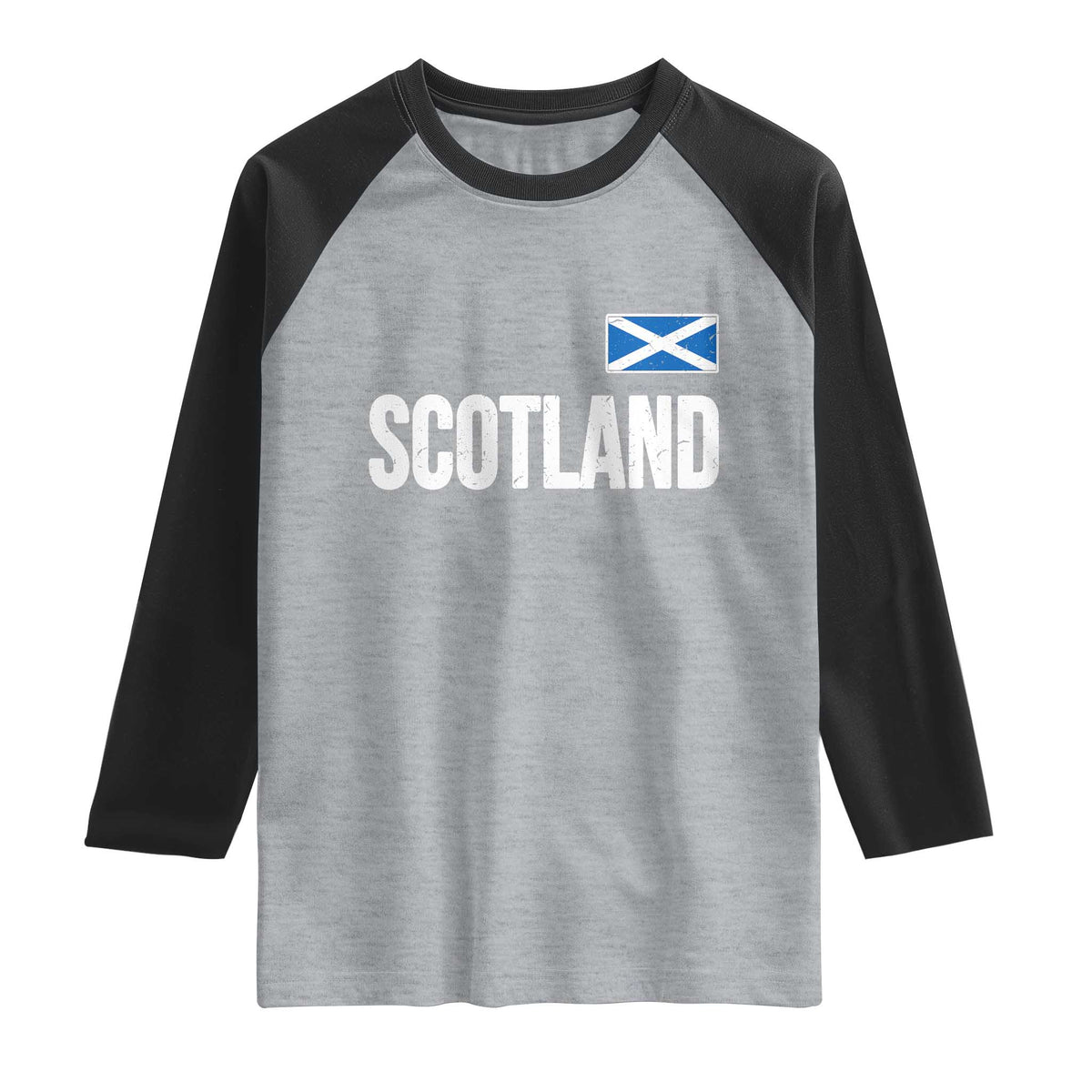 Scotland Saltire Flag Minimalist Athletic College Style Raglan Shirt TS02 Heather Gray Black Print Your Wear