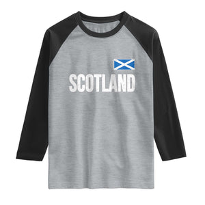 Scotland Saltire Flag Minimalist Athletic College Style Raglan Shirt TS02 Heather Gray Black Print Your Wear