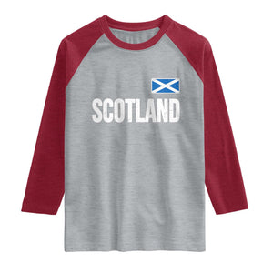 Scotland Saltire Flag Minimalist Athletic College Style Raglan Shirt TS02 Heather Gray Heather Red Print Your Wear