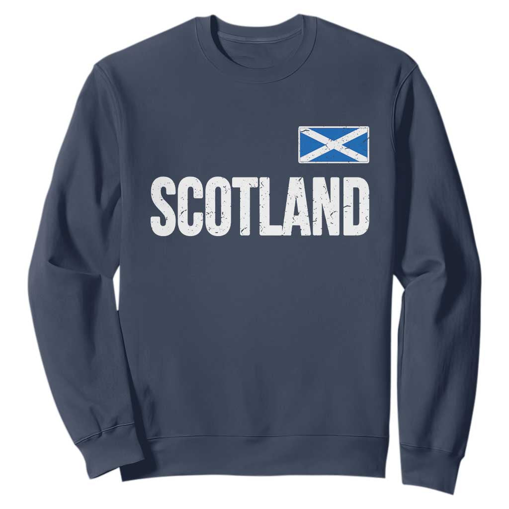 Scotland Saltire Flag Minimalist Athletic College Style Sweatshirt TS02 Navy Print Your Wear