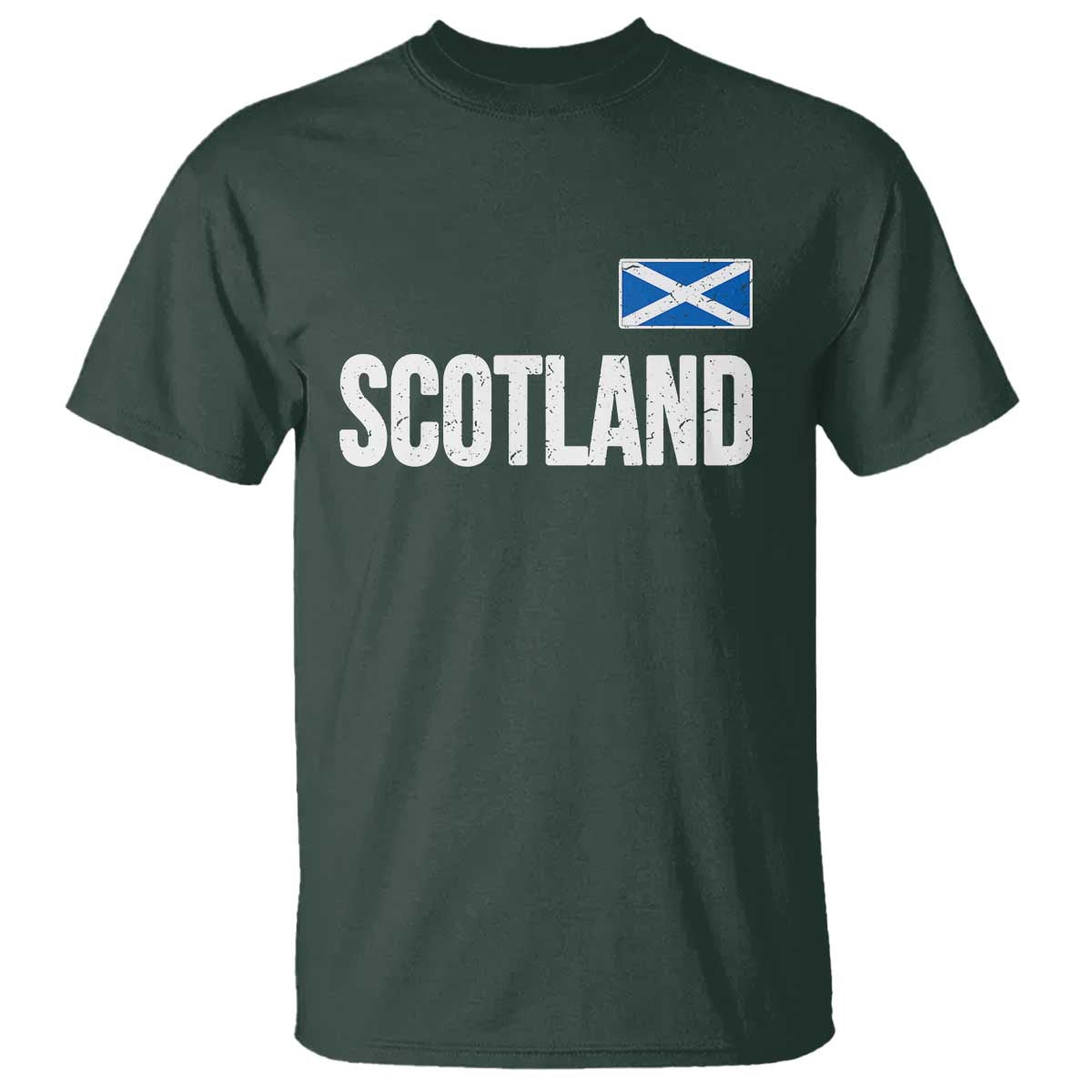 Scotland Saltire Flag Minimalist Athletic College Style T Shirt TS02 Dark Forest Green Print Your Wear