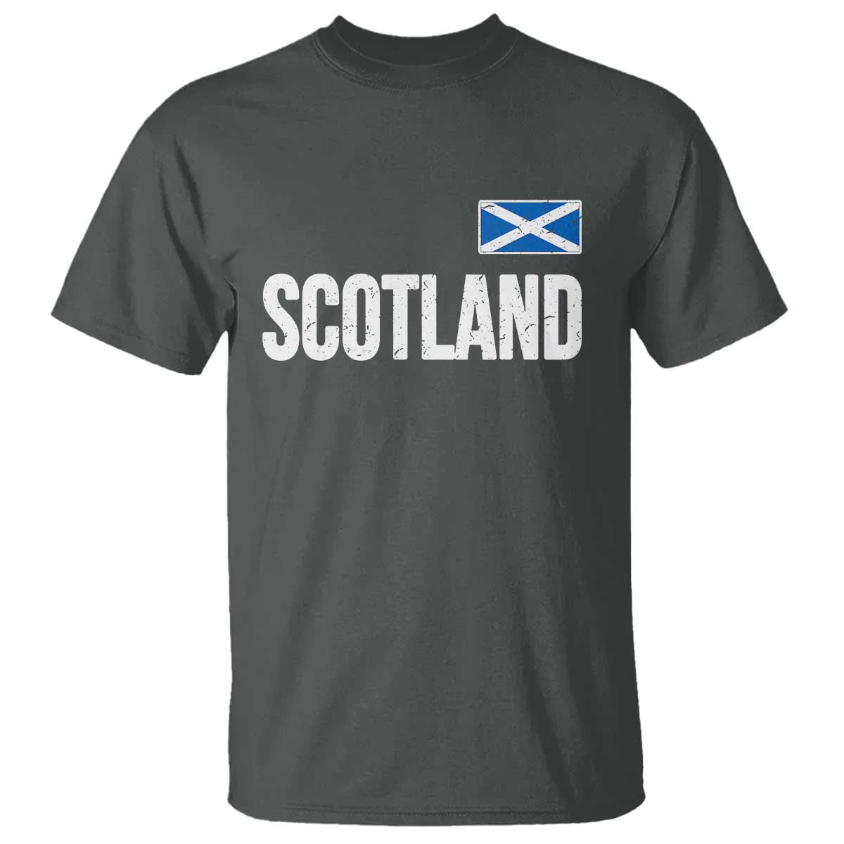 Scotland Saltire Flag Minimalist Athletic College Style T Shirt TS02 Dark Heather Print Your Wear