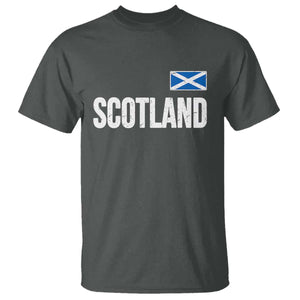 Scotland Saltire Flag Minimalist Athletic College Style T Shirt TS02 Dark Heather Print Your Wear