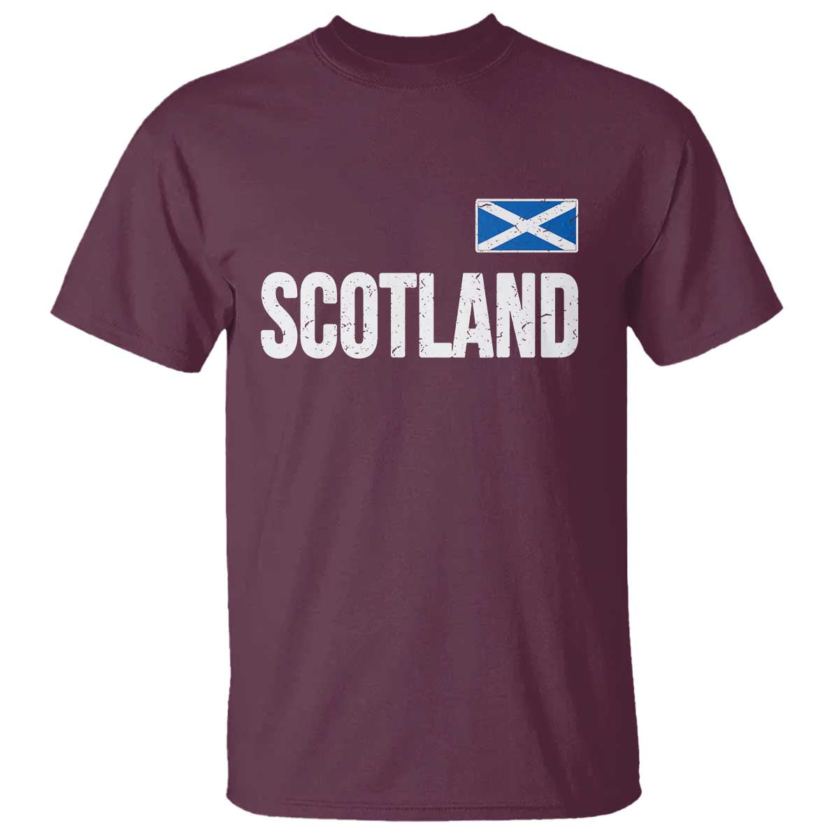 Scotland Saltire Flag Minimalist Athletic College Style T Shirt TS02 Maroon Print Your Wear