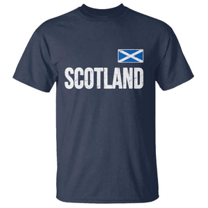 Scotland Saltire Flag Minimalist Athletic College Style T Shirt TS02 Navy Print Your Wear