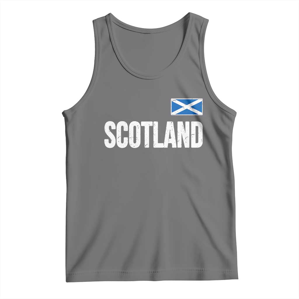 Scotland Saltire Flag Minimalist Athletic College Style Tank Top TS02 Black Heather Print Your Wear