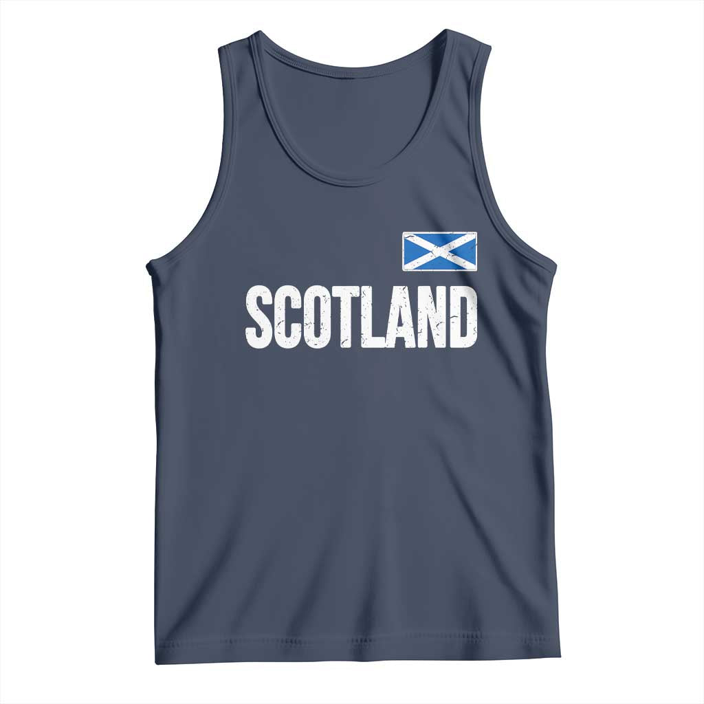 Scotland Saltire Flag Minimalist Athletic College Style Tank Top TS02 Navy Print Your Wear